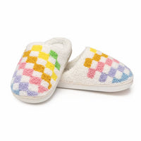 Indoor / Outdoor Slippers - Kids - Rainbow Checkered - White