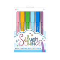 silver linings outline markers - set of 6