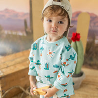 Turquoise sweatshirt with western all over print, baby