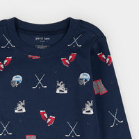 Goal Getters Print on Dress Blue PJ Set