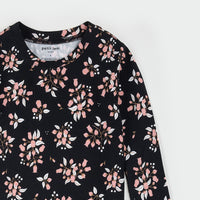 Vintage Rosebud Print on Black LunaKnit PJ Set