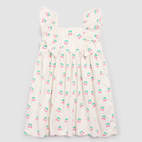 Cherries on Ivory Crinkle Jersey Dress