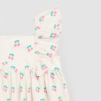 Cherries on Ivory Crinkle Jersey Dress