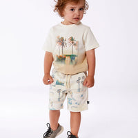 Short Sleeve Organic Cotton Graphic Tee Gradient White And Beige