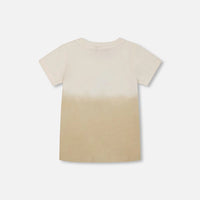 Short Sleeve Organic Cotton Graphic Tee Gradient White And Beige