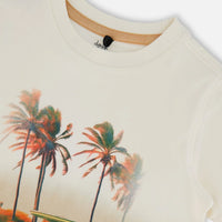 Short Sleeve Organic Cotton Graphic Tee Gradient White And Beige