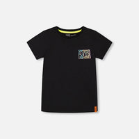 Organic Cotton Graphic Tee Black And Multicolored Dino