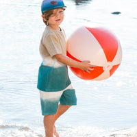 French Terry Short Gradient Beige And Teal