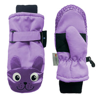 GIRLS ANIMAL FACE SKI MITTENS