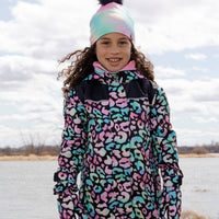 Mid-Season Mittens In Recycled Polyester Black Animal Print