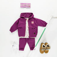 PURPLE HOODED VEST WITH A ZIPPER IN FLEECE, BABY