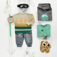 CREAM PATTERNED KNITTED SWEATER IN COTTON, BABY