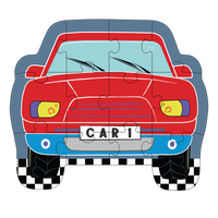 12 Piece Shaped Jigsaw in Shaped Box - Cars