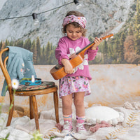 PEACH AND MAUVE SOCKS WITH A FLOWER, BABY