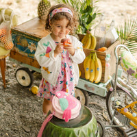 Cream knit cardigan with fruit patterns, baby