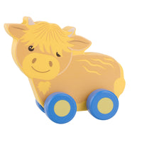 Highland Cow Wooden First Push Toy