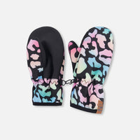 Mid-Season Mittens In Recycled Polyester Black Animal Print
