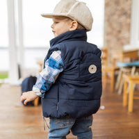 Navy blue sleeveless down vest, baby