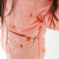 PINK HOODED PUFFER COAT WITH EMBROIDERY, CHILD
