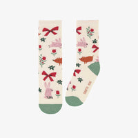 CREAM SOCKS WITH FESTIVE PATTERNS, CHILD
