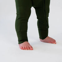 Ribbed Bamboo Footless Sleeper with Fold-Over Cuffs - Forest Green