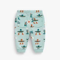 Turquoise sweatpants with western all over print, baby