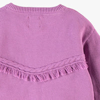 Purple knit cardigan with star patterns, child