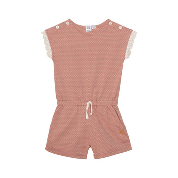 Printed Jumpsuit With Lace Dusty Pink Polka Dots