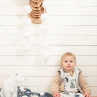 Sherpa Hooded Jacket Rustic Blue And Sand