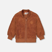 Sherpa Jacket With Embroidery Caramel