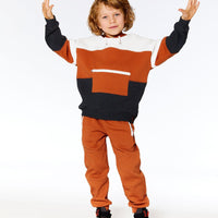 Fleece Sweatpants With Zipper Pockets Brown-Orange