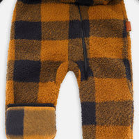 Baby Mid-Season Sherpa One Piece Caramel And Black Plaid