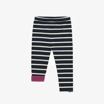 REVERSIBLE STRIPED NAVY AND CREAM LEGGING IN JERSEY, BABY