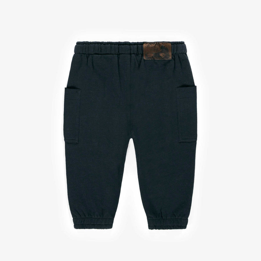 NAVY CASUAL PANTS IN FRENCH TERRY, BABY