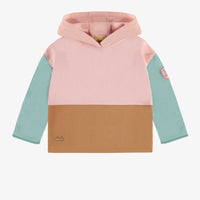 PINK HOODIE WITH COLOR BLOCK IN FRENCH TERRY, BABY