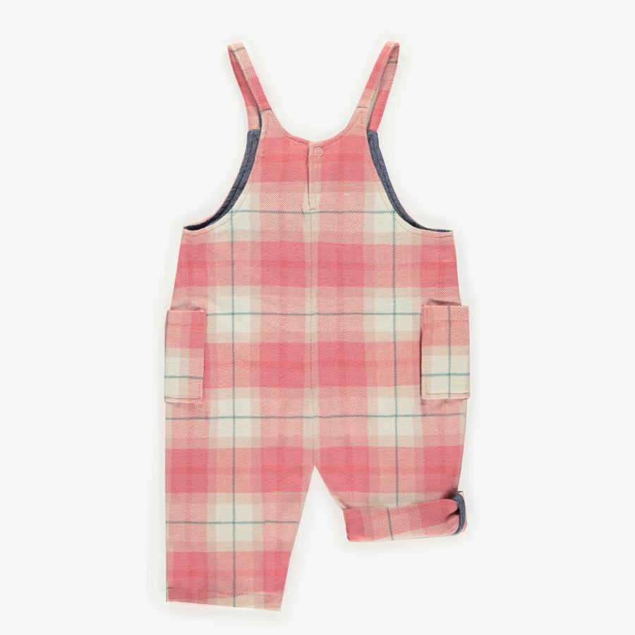 LOOSE PINK CHECKERED OVERALLS IN FLANNEL, BABY