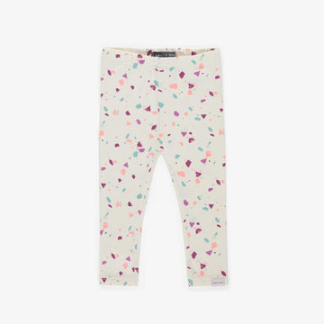CREAM LONG LEGGING WITH A MULTICOLORED PATTERN IN JERSEY, BABY