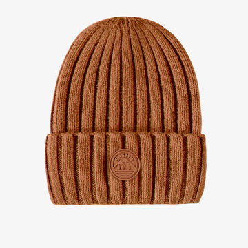 BROWN KNITTED TOQUE IN COTTON CASHMERE, CHILD