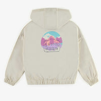 CREAM HOODED VEST WITH A ZIPPER IN FLEECE, CHILD