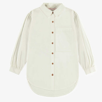 CREAM SHIRT WITH LONG SLEEVES IN SOFT POPLIN, CHILD