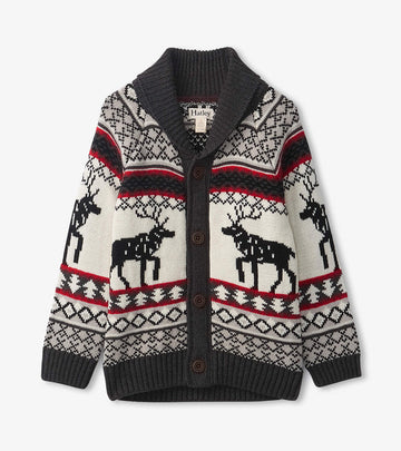 Holiday Elk Shawl Collar Cardigan