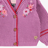 Purple knitted cardigan, baby