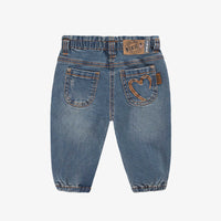 Blue paperbag-waist jeans, baby