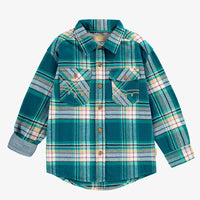 Turquoise plaid shirt, child
