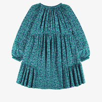 Turquoise dress with a floral pattern, child