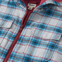 Boys Charcoal And Maroon Plaid Lined Hooded Jacket