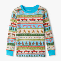Blue Fun Fair Isle Cotton Pajama Set