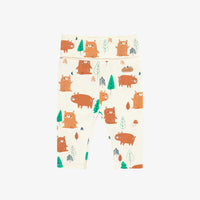 Cream evolutive pants with all over print, newborn