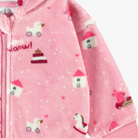 Pink velvet hoodie, newborn