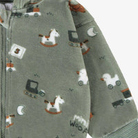 Green velvet hoodie, newborn